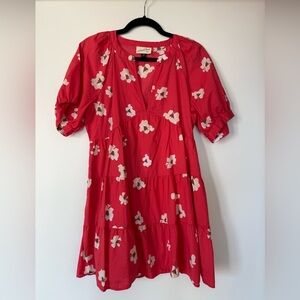 Coral Floral Babydoll Dress